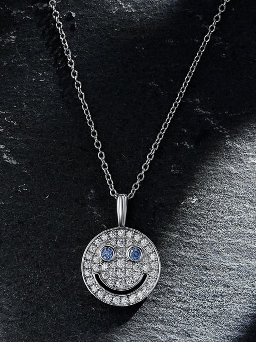 White [P 1749] 925 Sterling Silver High Carbon Diamond Round Trend Necklace